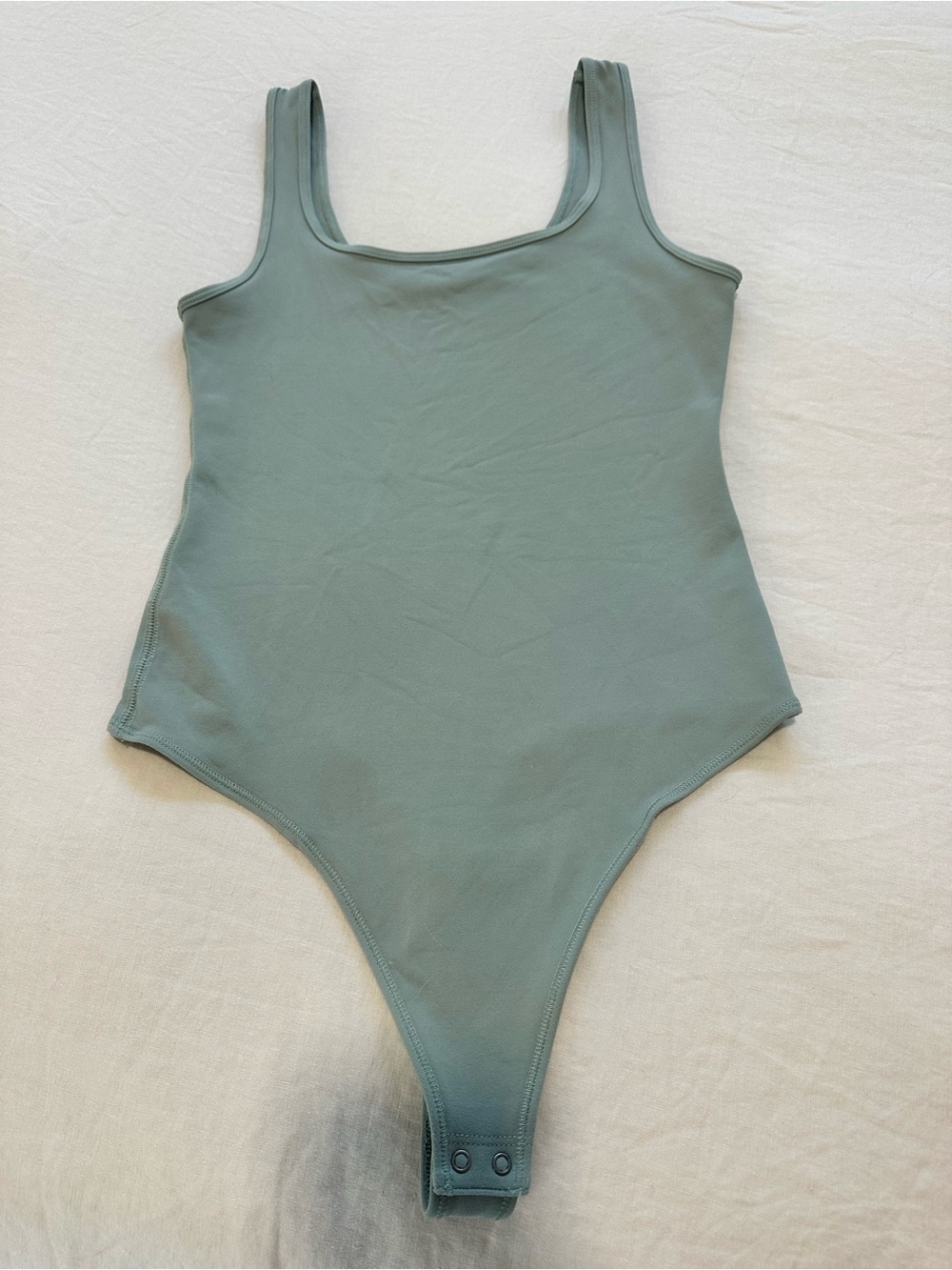 Abercrombie & Fitch Sage Green Ribbed Scoop-Neck Bodysuit